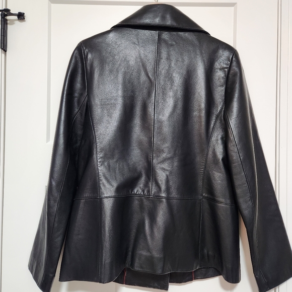 Vintage Cole Hann City Leather Jacket Women's Medium Lambskin Black - Picture 2 of 13